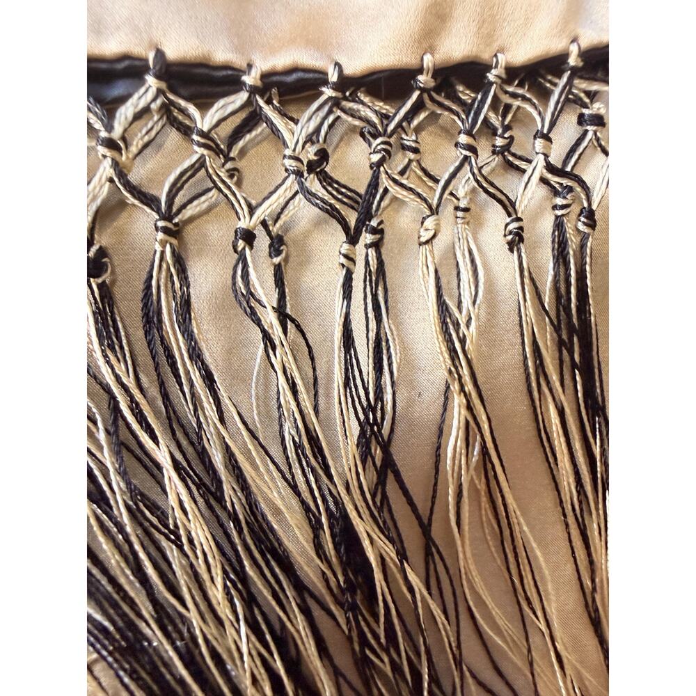 Vintage 1930s Reversible Silk Charmeuse Scarf Wrap Gold Black 21x88 - Picture 12 of 15